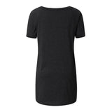 Plus Size New Women's Tunic Solid Fashion Long Shirts Round Neck Short Sleeve Casual Blouses Summer Women Plus Size Clothing