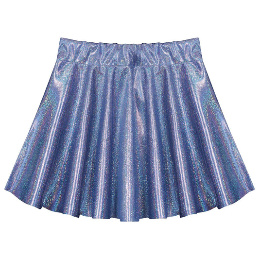 Fashion Glossy Shiny Sequins Flared Pleated A-Line Mini Skater Kids Elastic Waistband Scooter Miniskirt Dancewear Girl Skirt