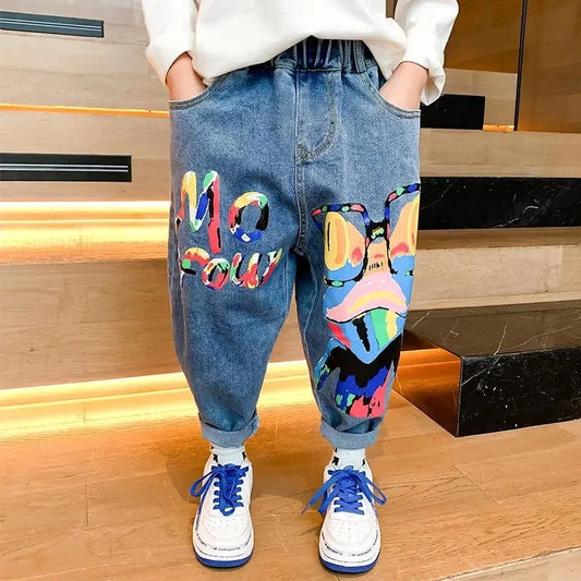 Children's Clothing Boys Jeans Spring and Autumn New Children's Casual Trousers Boys Loose Pants - Boy Cloth