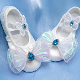 Soft Ballet with Cute White Bowknot Dance Practice Satin Ideal for Performance Shoe with Bowtie Girls Shoes