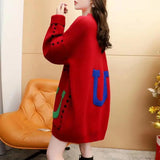 Fashion O-Neck Knitted Spliced Loose Korean Sweaters Winter New Oversized All-match Pullovers Women Casual