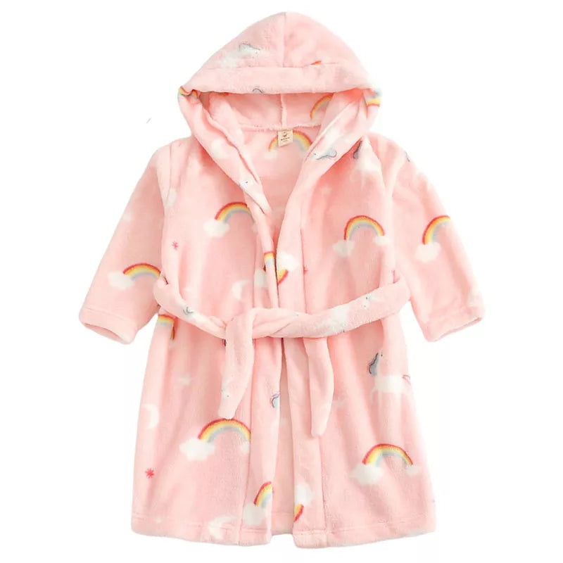 Baby Boys Girls Bathrobe Cartoon Hooded Kids Robes Autumn Winter Warm Casual Children's Pajama Long Sleeve Kid Robes Girls Sleepwear