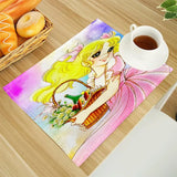 Candy Candy Print Linen Table Mats Alphabet Placemat 30X40cm Coasters Pads Bowl Cup Mat Dining