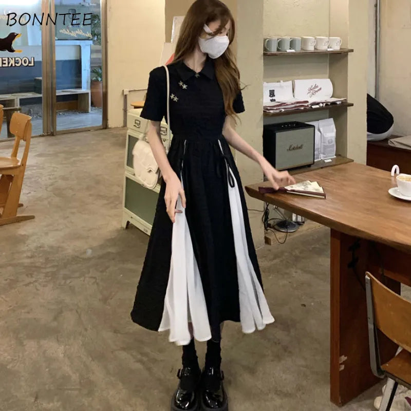 Midi Dresses Woman Bandage Design Elegant Temperament Korean Style Lady A-line Trendy Daily Summer Simple New Vestidos Women Casual - Women Dress For Work