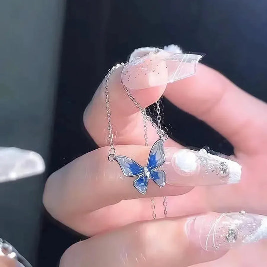 New Trend Unique Design Elegant Exquisite Light Luxury Enamel Butterfly Necklace Party Premium women jewellery