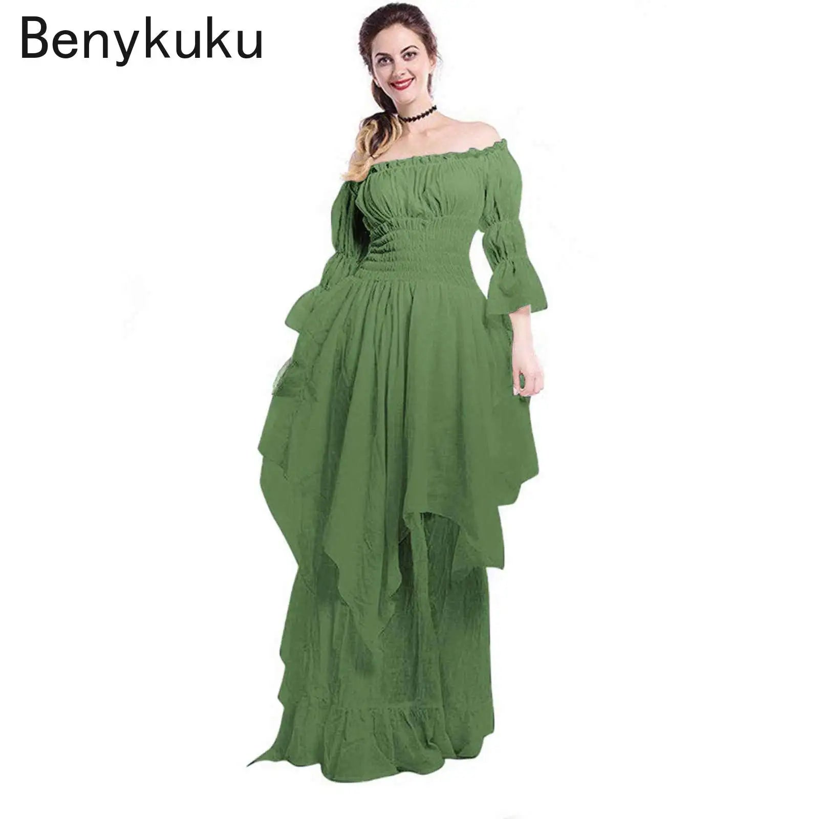 Vintage Victorian Medieval Renaissance Black Gothic Dress Woman Cosplay Halloween Costume Princess Gown Women Plus Size Clothing - Women Prom
