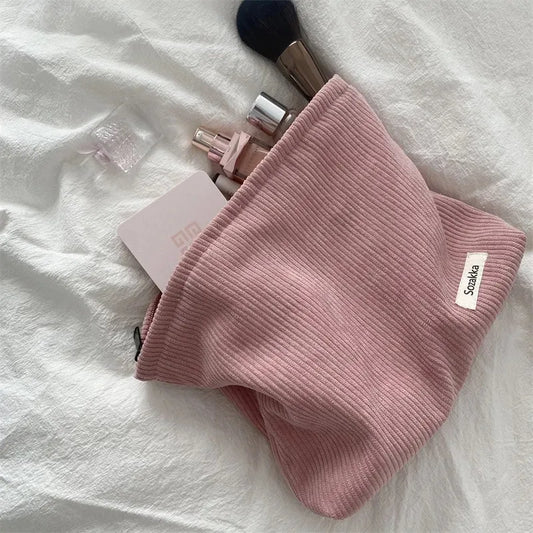 Corduroy Cotton Makeup Pouch Travel Bag Lipstick Organizer Cases Fashion Zipper Clutch Phone women purse