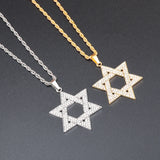 Vintage Design Inlaid Zircon Star of David Pendant Fashion Trend Hexagonal Star Party women jewellery