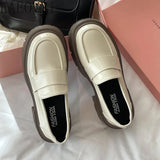 Chunky Loafers Spring Women Japanese Style Slip-On Black Single Pumps  Fashion Thick Sole Heel Girls Shoes