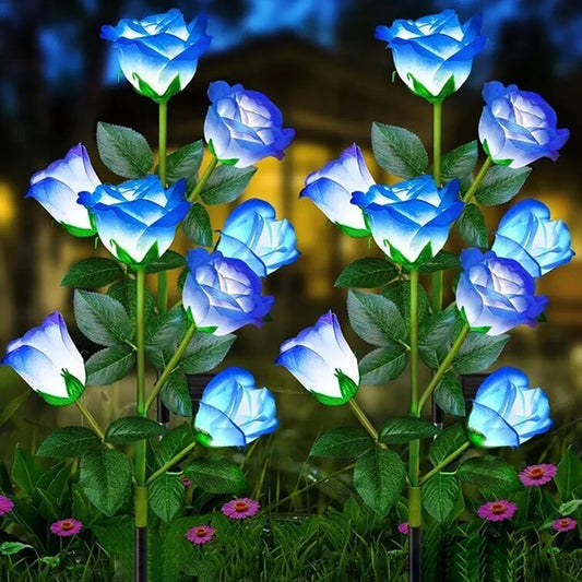 7 Heads Solar Lights Outdoor Decorative Solar Garden Lights Rose Flower Lawn Lamp for Yard Decor Flowers Patio Garden