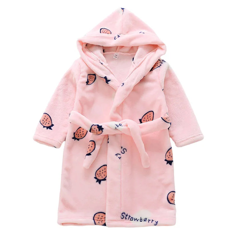 Baby Boys Girls Bathrobe Cartoon Hooded Kids Robes Autumn Winter Warm Casual Children's Pajama Long Sleeve Kid Robes Girls Sleepwear