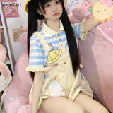 Sweet Lolita Style Women Casual Kawaii Cartoon Embroidery Overalls Pants Japanese Cute Party Bloomers girls short