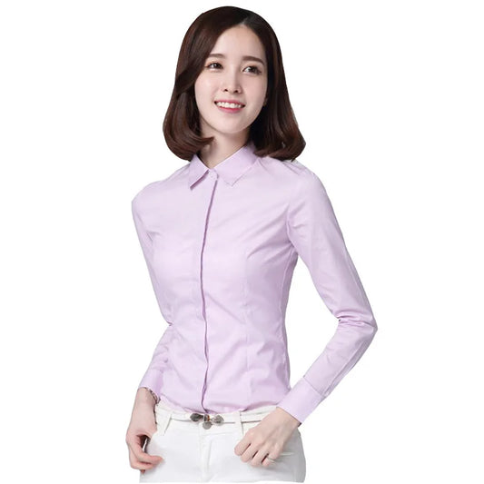 Fashion Long Sleeve Shirt Woman Work Shirt Long Sleeve Women Tops Office Shirt Lady Basic Plus Size Korean Women Dress For Work