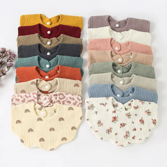 Cotton Soft Print Bibs Solid Color Infant Bib Newborn Burp Cloths Bandana Scarf for Kids Feeding Saliva Towel girl cloth - Baby Girls