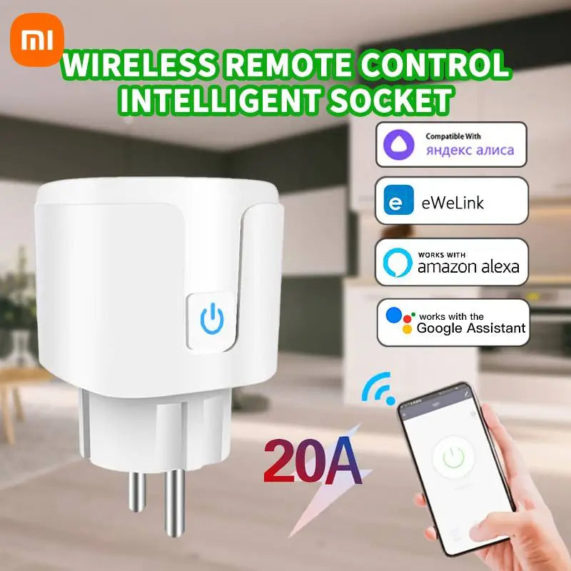 Xiaomi WiFi Smart Plug 16A/20A EU Smart Socket With Power Monitor Timing Smart Life Support Alexa Google Home Yandex Smart Thing Wireless - Cell Accessories - Smart Home