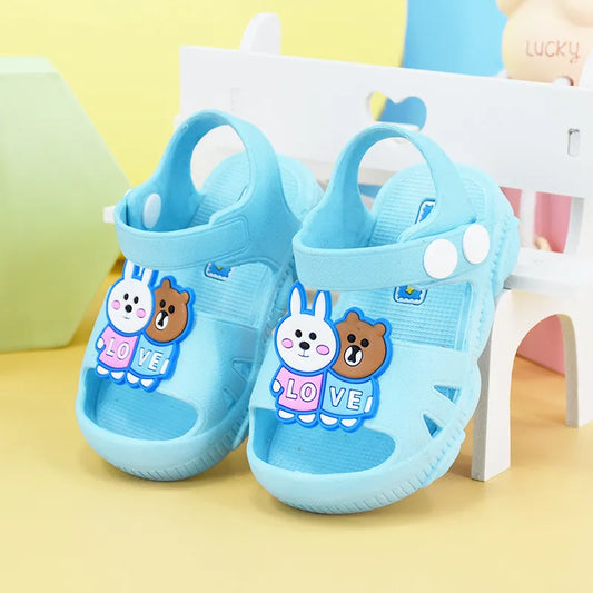 Summer Slippers Sandals Baby Cartoon Baby Flat Heels Solid Cute Slippers Children's Garden Toddler Girls Shoes