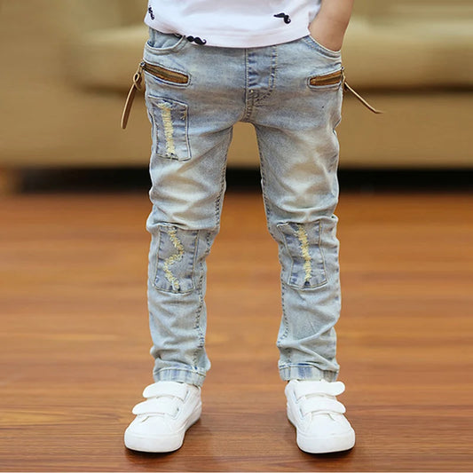 Kids Skinny Classic Denim Trend Long Bottoms Funky Boys Jeans