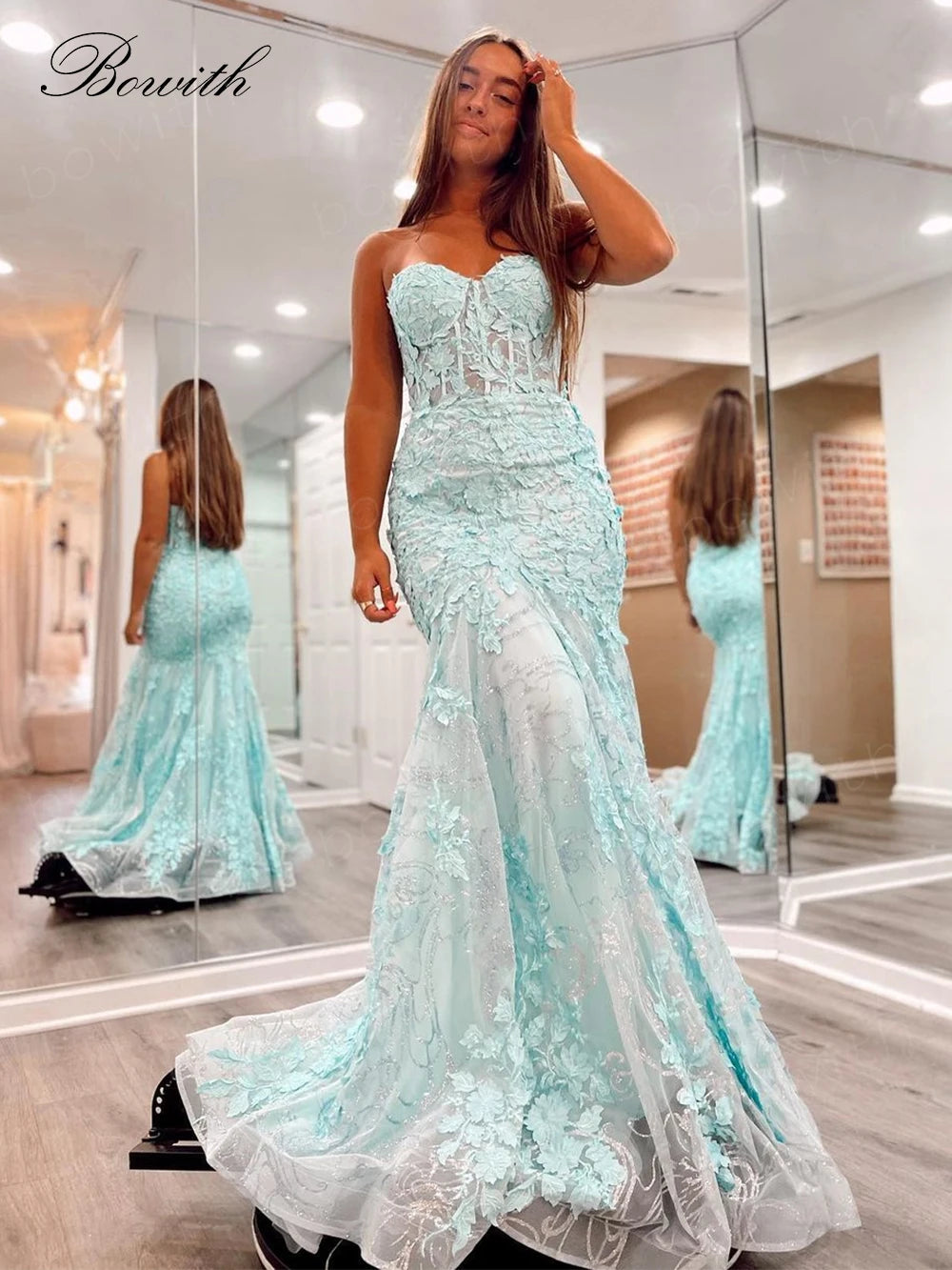 Bowith Strapless Dresses Applique Mermaid Homecoming Dresses Formal Evening Party Dresses for Elegant Celebrity Dress women prom