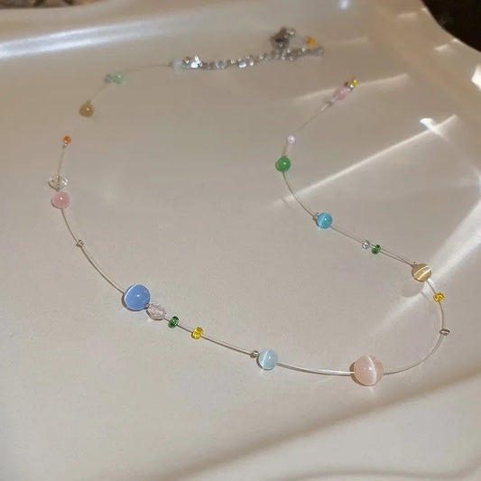 Korean Colorful Crystal Planet Creative Design Chain Transparent Y2K women jewellery
