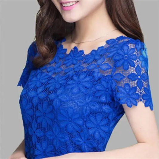 Lace Shirt Blusas Femininas Blouses & Shirts New Fashion Short sleeve Women Blouse plus size Women Clothing 5XL Women Tops - Women Casual