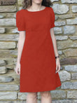 Elegant Women Short Sleeve Solid Work Sundress 2023 ZANZEA Fashion Office Party Knee-length Dress Casual Holiday Vestido Kaftan