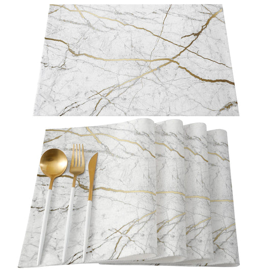 4/6pcs Placemats Marble Pattern Table Mats for Table Accessories Modern Home Decor Linen Tableware Pads Coaster Dining