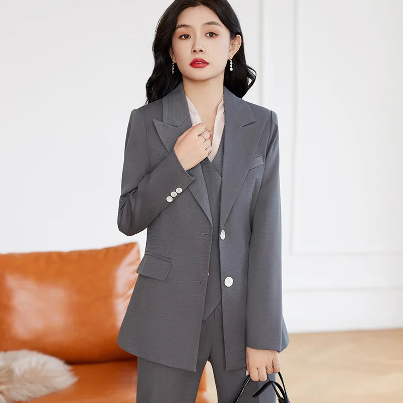 Formal Women's Business Suits Autumn Winter with Pants and Jackets Coat OL Styles Professional Pantsuits Blazers Trousers Set women suiting