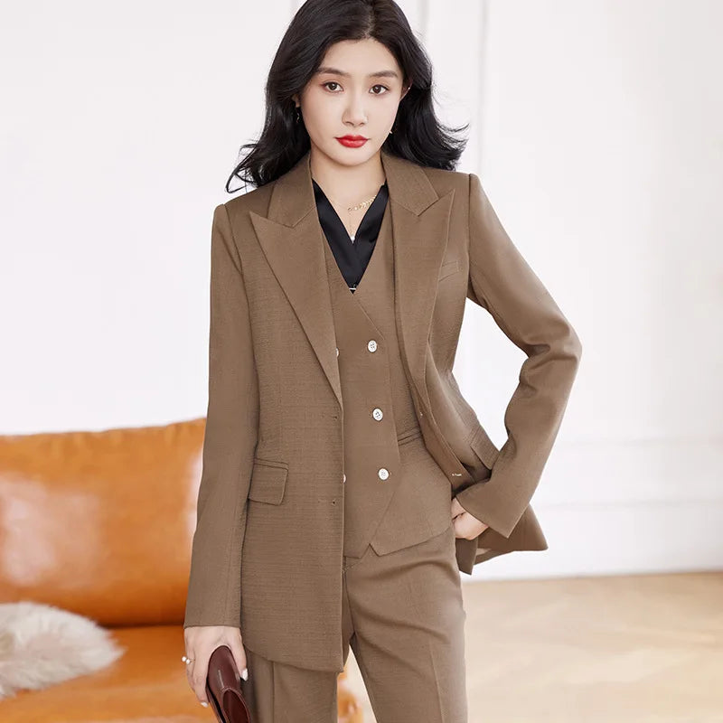 Formal Women's Business Suits Autumn Winter with Pants and Jackets Coat OL Styles Professional Pantsuits Blazers Trousers Set women suiting