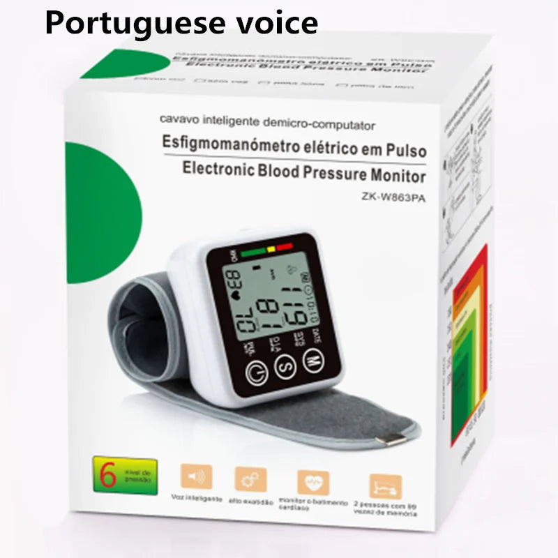 ZOSS latest models  Wrist Digital Blood Pressure Monitor  English / Russian / Portuguese / Spanish Voice  Broadcast Tonometer - Health - Electronic Accessory