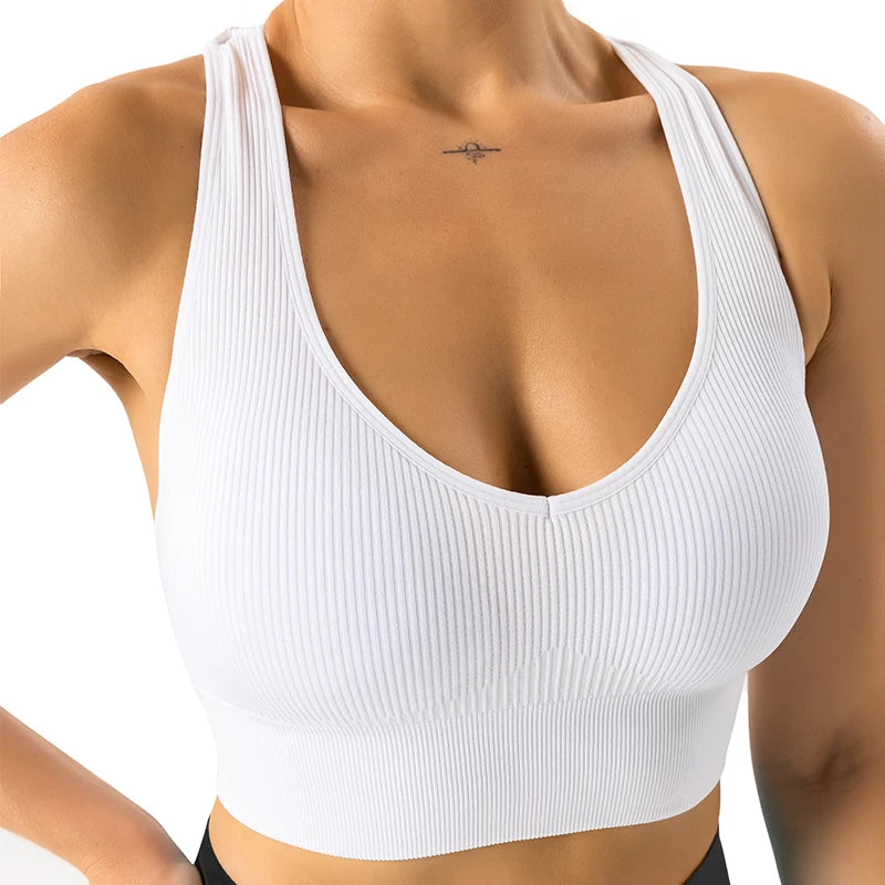 NVGTN Galaxy Ribbed Seamless Bra Spandex Top Woman Fitness Elastic Breathable Breast Enhancement Leisure Sports Women Tops & Tees