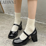 New Mary Jane Thick Heels Buckle Lolita Shoes School Uniform Student Girls Leather Girls Shoes