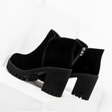 Footwear Punk Style Booties Black Female Ankle Boots Very High Heels Combat Short for Heeled Suede Winter Sale Women Shoes