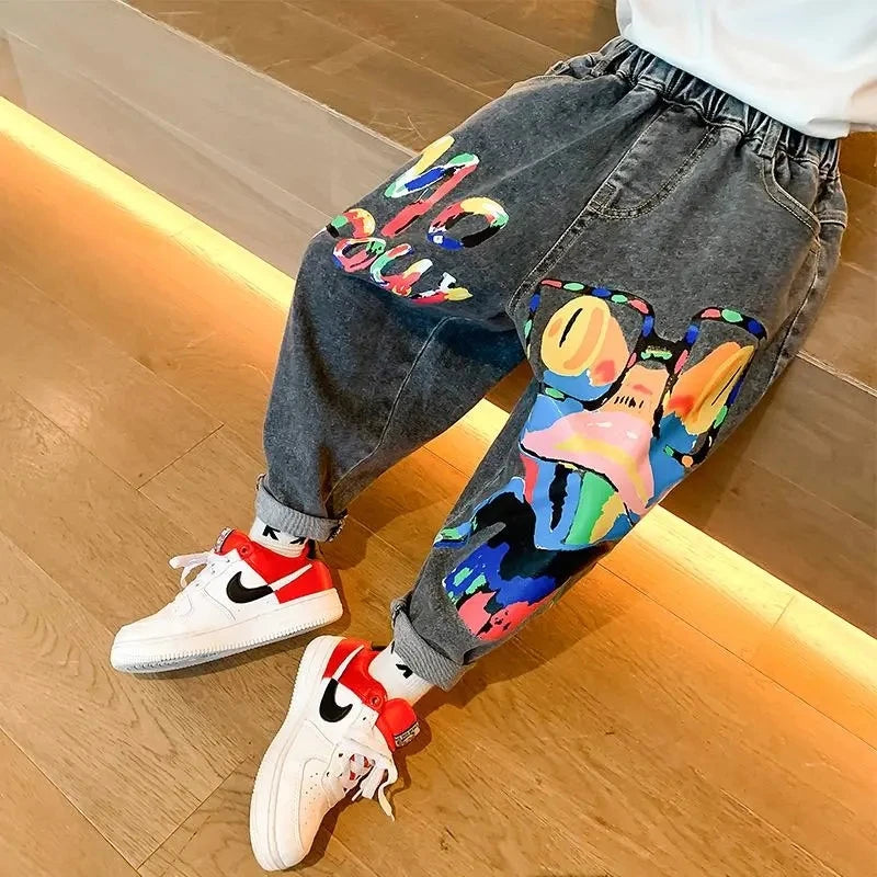 Children's Clothing Boys Jeans Spring and Autumn New Children's Casual Trousers Boys Loose Pants - Boy Cloth