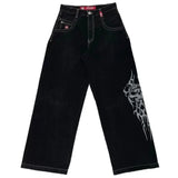 JNCO Jeans Hip Hop Rock Embroidery Pattern Men Women New Fashion Streetwear Retro Harajuku High Waist Wide Leg Denim Pants Women Jeans - Girl Jeans