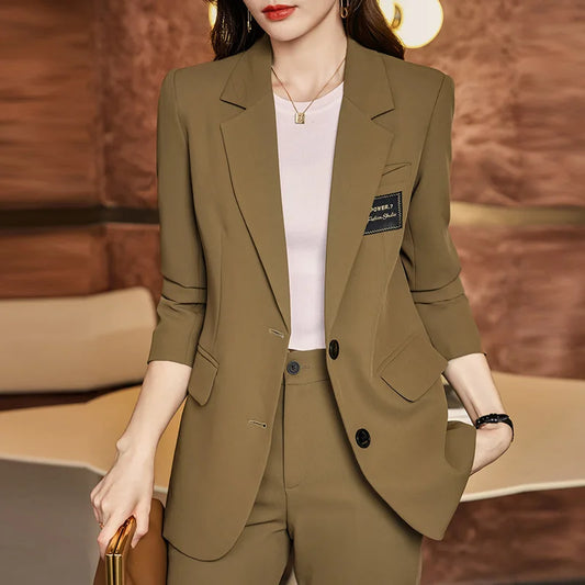 Elegant Green Business Suits with Blazers Coat and Pants Career Interview Job Ladies Office Work Wear women suiting