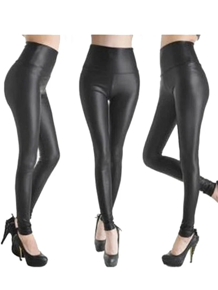 CHSDCSI Faux Leather High Waist Sexy Legging Woman Black Pencil Pants Slim Skinny Women Trousers