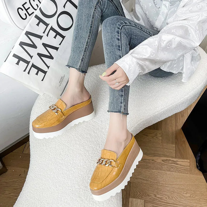 COOTELILI Fashion Platform Summer Slip-On Heels Casual 
 Women Shoes