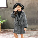 Fashion Plaid Wool Coat Girls Double-breasted Kids Outerwear Autumn Thick Winter Clothes Girls 6 8 10 12 14Yrs girl jacket