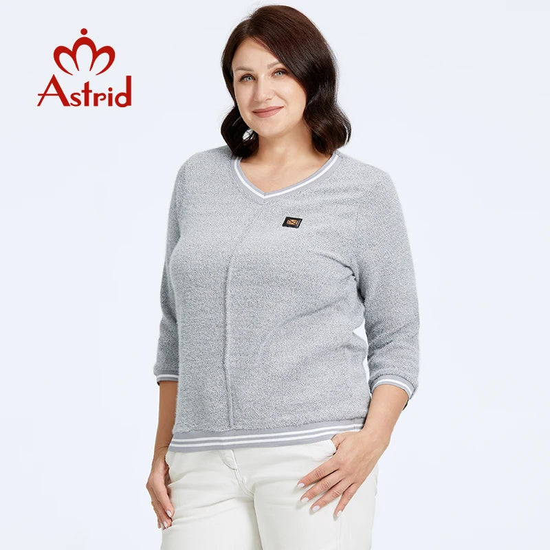 Astrid Women's Sweater Solid Trends Top Long Sleeve Female Tees Plus Size Woman Pullovers Soft Knitted Jumpers Basic Women Plus Size Clothing
