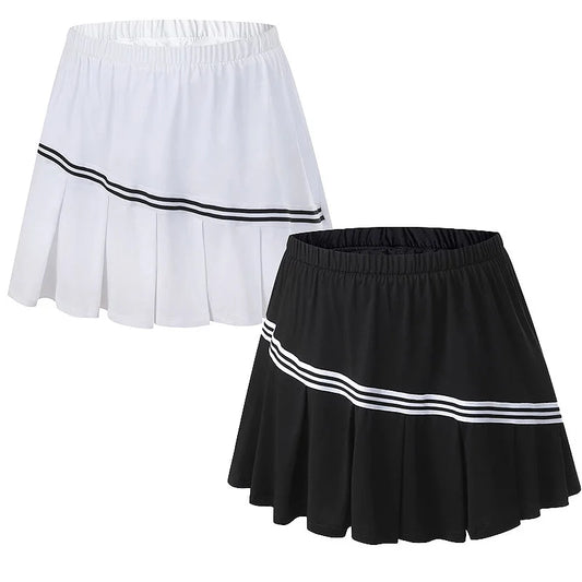 Women Sport Mini Skirt Tennis High-waisted Pleated White Golf Gym Yoga Shorts Solid School Girl Skort