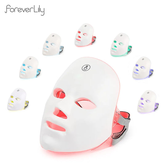 USB Charge 7Colors LED Facial Mask Photon Therapy Skin Rejuvenation Anti Acne Wrinkle Removal Skin Care Mask Skin Brightening Women Lingerie - Men Accessories