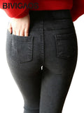 BIVIGAOS Fashion Women Basic Casual Slim Stretch Denim Jeans Leggings Pencil Pants Thin Skinny Jeggings Korean Women Casual Clothing