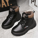 Genuine Leather Winter Martin Boots For Thick Warm Snow Children Soft-soled Anti-slippery Teenager Boys Shoe