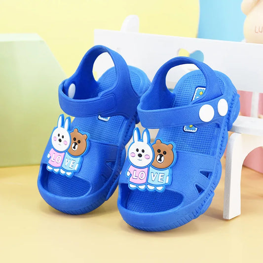 Summer Slippers Sandals Baby Cartoon Baby Flat Heels Solid Cute Slippers Children's Garden Toddler Girls Shoes