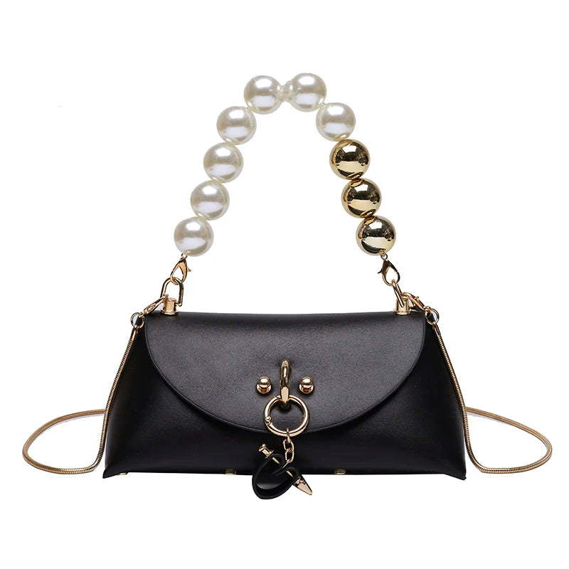 Fashion Mini Leather Shoulder Bags Pearl Chain Clutch Purse Luxury Trendy Women Crossbody Messenger Bag women handbags