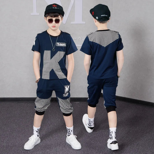 Summer Baby Boys Clothes Sets Short Sleeve T-shirt Pants Outfits New Children Clothing Suit Fashion Patchwork Kids Costume Boy shorts