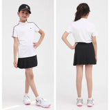 PGM Girl Golf Kids Badminton Table Tennis Short High Waist Pleated  Golf Clothing Fitness Running Wear QZ069 Girl Skort