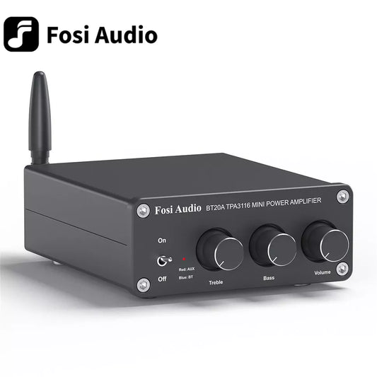 Sound Power Amplifier Mini Stereo Class D Amp Bass Treble For Home Audio - Bluetooth