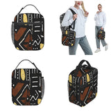 African Mud Cloth Insulated Lunch Bags Thermal Lunch Container Ancient Large Lunch Box Tote Work Outdoor women designer