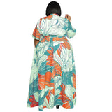 Summer Woman Plus Size Clothing Short Sleeve Fashion Print Maxi Dresses  Lapel Button Long Dress Wholesale Dropshipping Women Lounge - Women Plus Size Clothing